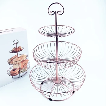 

3 layer Fruit Basket fruit Snack Cake Dessert Display Stand Wedding Event Party Metal Serving Tray