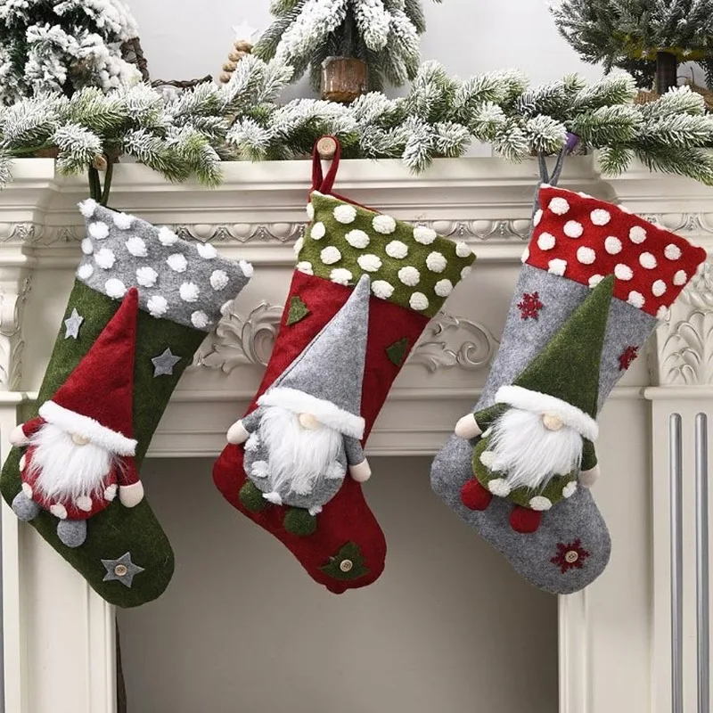

Christmas Stockings Hanging Ornaments Three-dimensional Elf Faceless Doll christmas Socks Kids Candy Gifts Bag Xmas Trees Decor
