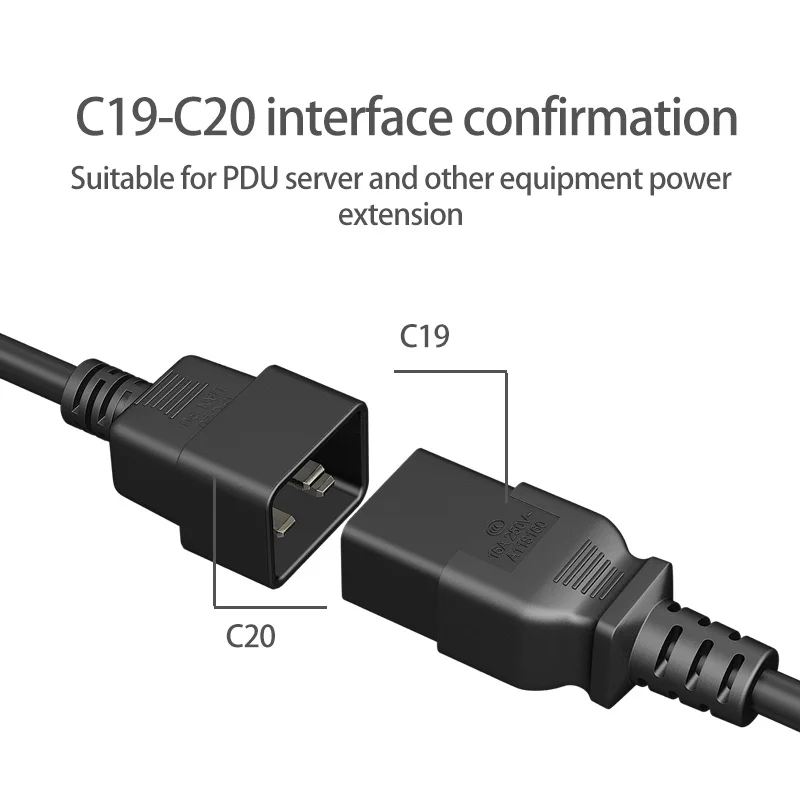 GCX C19-C20 Power Cord 16A 250V 3*2.5mm High Quality C20 Male Plug To C19 Female Socket PDU UPS Server Power Extension Cable