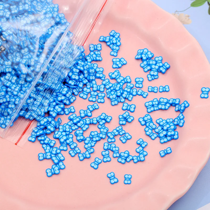 9 blue 100 г/лот бабочка полимерная Горячая мягкая глина разбрызгивает Красочные животные крошечные милые глиняные ломтики клеи частицы грязи слизь материал - Цвет: 9 blue