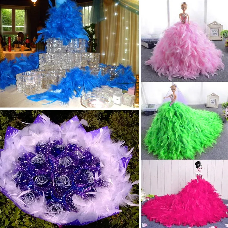 2Meters Super Thicken 80Gram Chandelle White Turkey Feathers Boa Plume Trim Feathers for Crafts Plumas Carnaval feather decor