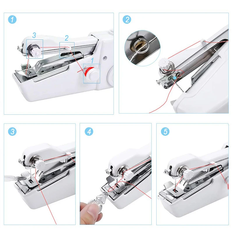 Portable Household Mini Hand Sewing Machine Quick Stitch Sew Needlework Cordless Clothes Fabrics Mask Electronic Sewing Machine