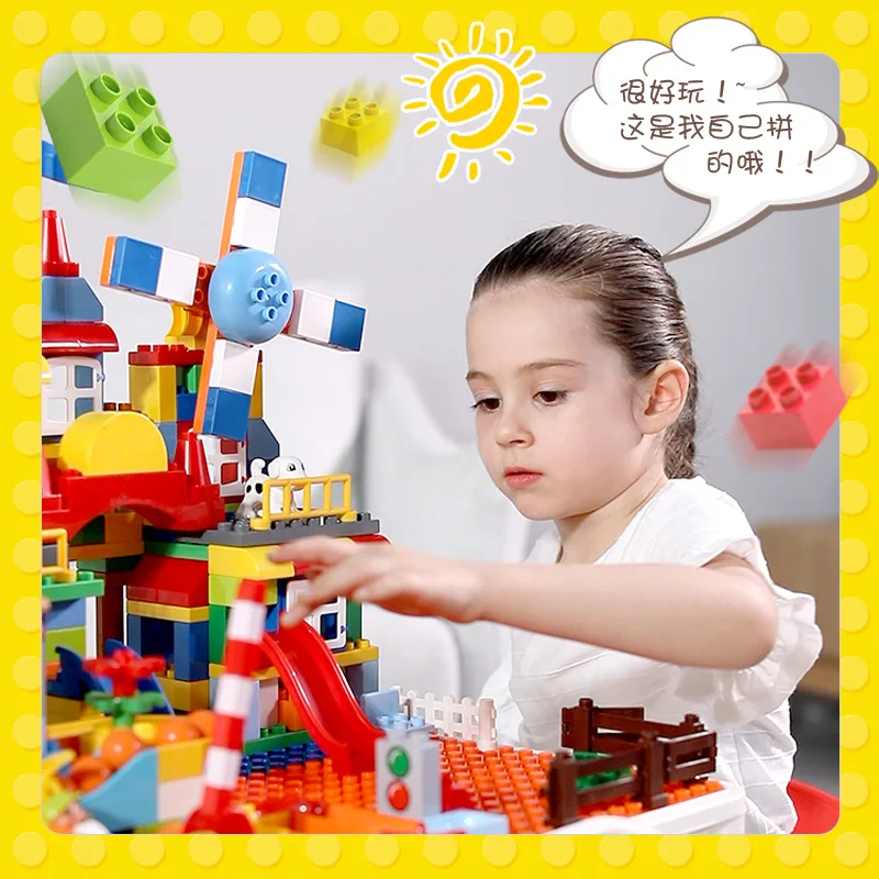 

Children ji mu zhuo Multi-functional Toy Desk Baby Compatible Size Granule Educational Assembled Learning Table And Chair Set