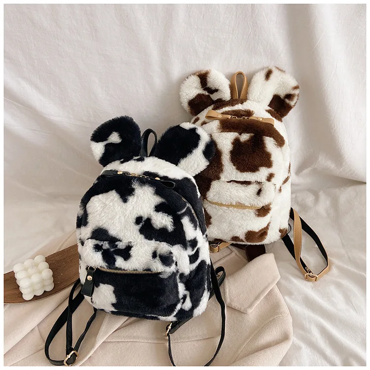 Stylish Backpacks cheap Plush Backpack Female Fashion Wild Rabbit Ears Cute Mini Backpack Kid's 3D Cartoon Animal Backpack Children's Plush Bag awesome stylish backpacks