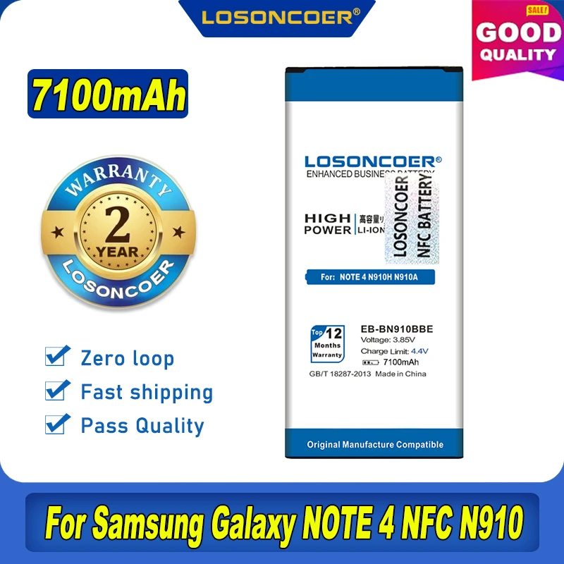 LOSONCOER 7100mAh EB-BN910BBE NFC Battery For Samsung Galaxy Note 4 N910H N910A N910C N910U N910F N910FQ SCL24 N910X | Мобильные