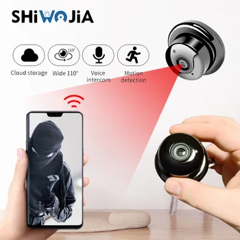 

SHIWOJIA 1080P Wireless Mini WiFi Hidden Camera Home Security Monitoring Portable Infrared Night Vision Motion Detection Alarm