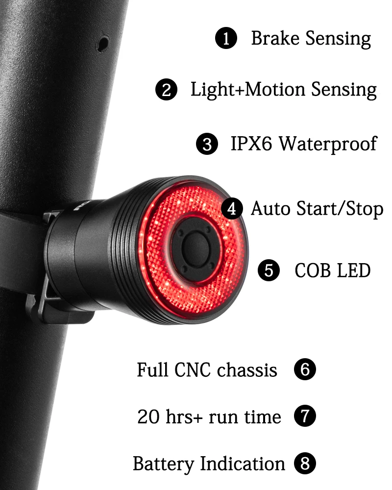 ROCKBROS велосипедный автоматический ВКЛ/ВЫКЛ Свет умный тормоз зондирования света IPX6 Водонепроницаемый светодиодный зарядка велосипедная задняя фара велосипед свет аксессуар