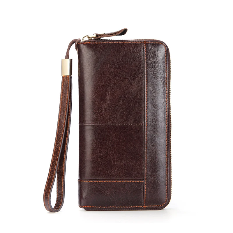 Купить Long Men's Clutch Wallet Genuine Leather Men Business Phone Multi-Function Card Holder Coin Purse Male Money Bag  Багаж и сумки | Мужские кошельки (4000222464905)