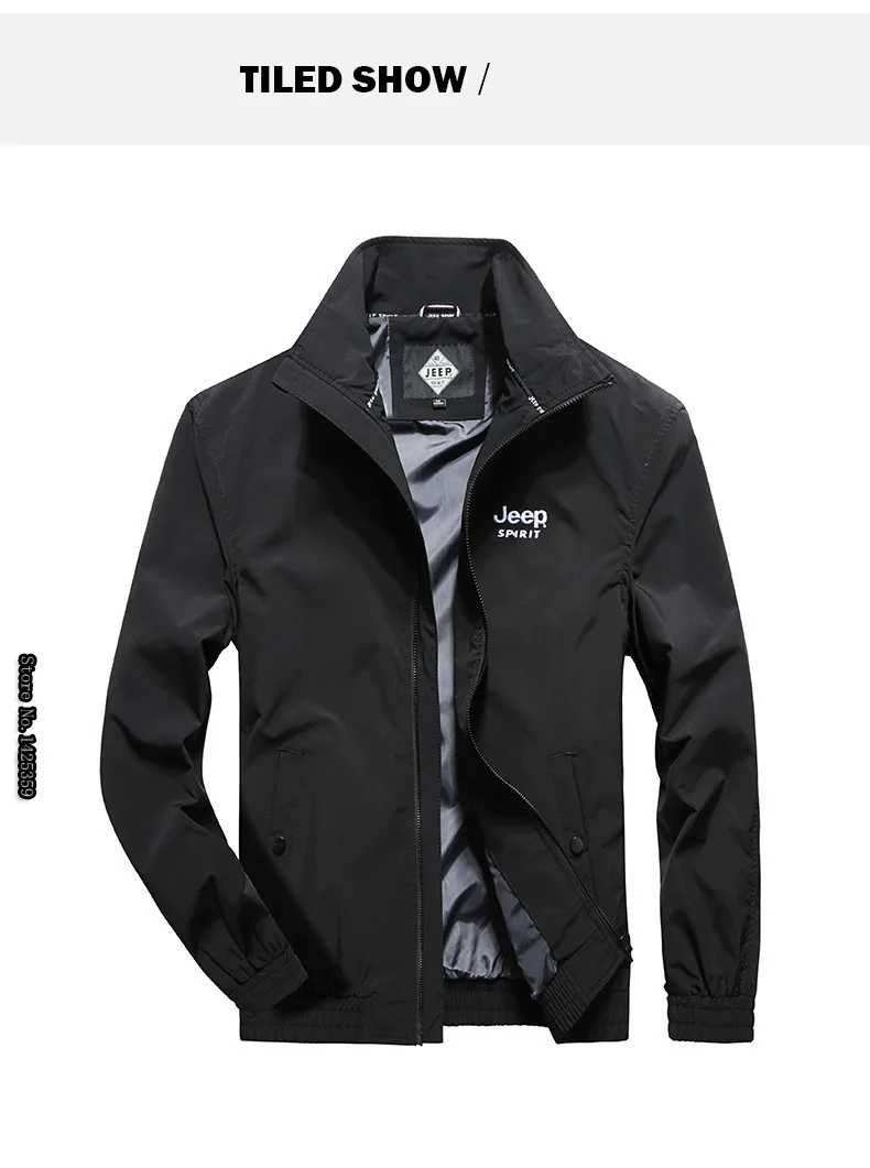 JEEP SPIRIT оригинальные осенние куртки ветровка рукав на резинке весеннее пальто для мужчин плюс размер M-4XL длинный рукав мужская куртка