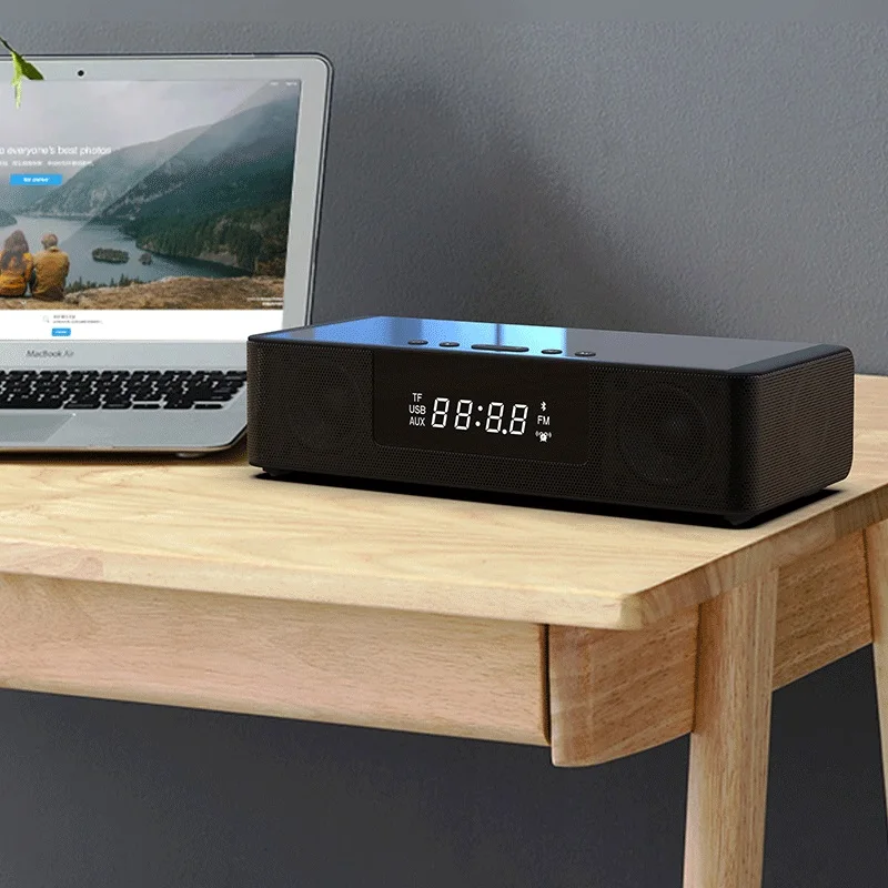 

LEORY bluetooth Speaker Wireless Charging Hands-free Smart Clock LED Display Soundbar Waterproof 3.5mm HomeTheater Sensurround