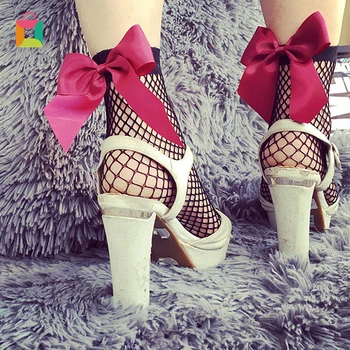 

Women Socks Bow Ruffle Fishnet Ankle High Socks Mesh Lace Fish Net Summer Short Socks Meia Feminina Funny Socks Glittery