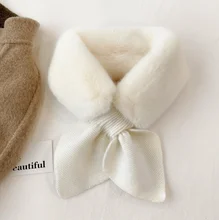  Fashion Fake Rabbit Fur Collar Scarf for Women Keep Warm Thickening Fur Sjaal Colorful Cross Winter Scarf Autumn Winter Fake Fur 