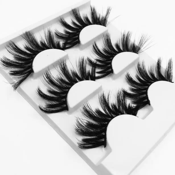 

Long thick mink lashes set 3 pairs handmade reusbale eyelash extensionssoft & vivid eye makeup accessory 300sets/lot DHL Free