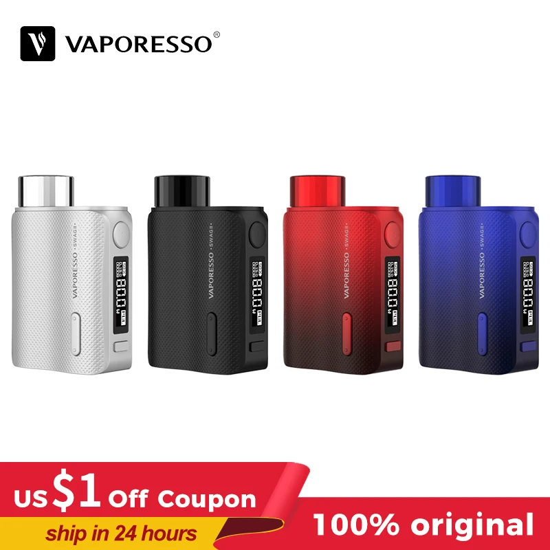 Vaporesso оригинальный Swag 2 TC бокс мод 0 91 &quotOLED экран от 18650 батареи 5-80 Вт электронные