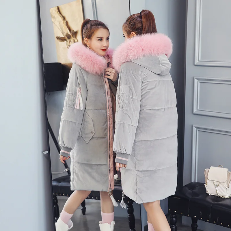 #*Cheap 2019 Student Winter Long Korean Fur Collar Bread Parka Woman Cotton padded Velvet Jacket Thickened Warm Cotton Coat outerwear
