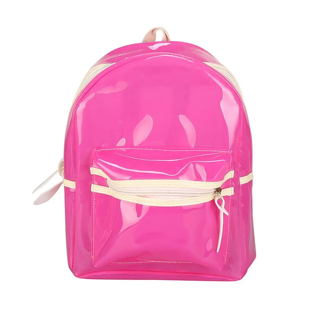 Hot Pink Женский Блестящий желе рюкзак сумка фонарь светодиодное украшение на плечо студенческие прозрачные рюкзаки школьные сумки электронные сумки - Цвет: Hot Pink
