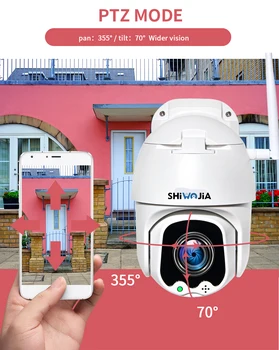 

SHIWOJIA 5MP Super HD PTZ IP Camera Night Vision Outdoor Waterproof Audible alarm Two Way Audio Home Security Cameras