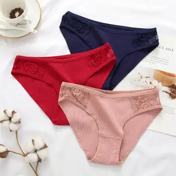 

Woman Soft Cotton Panties Girls Solid Color Briefs Sexy Female Lace Women Underwear Cotton Panty Comfortable Low-Rise Pantie