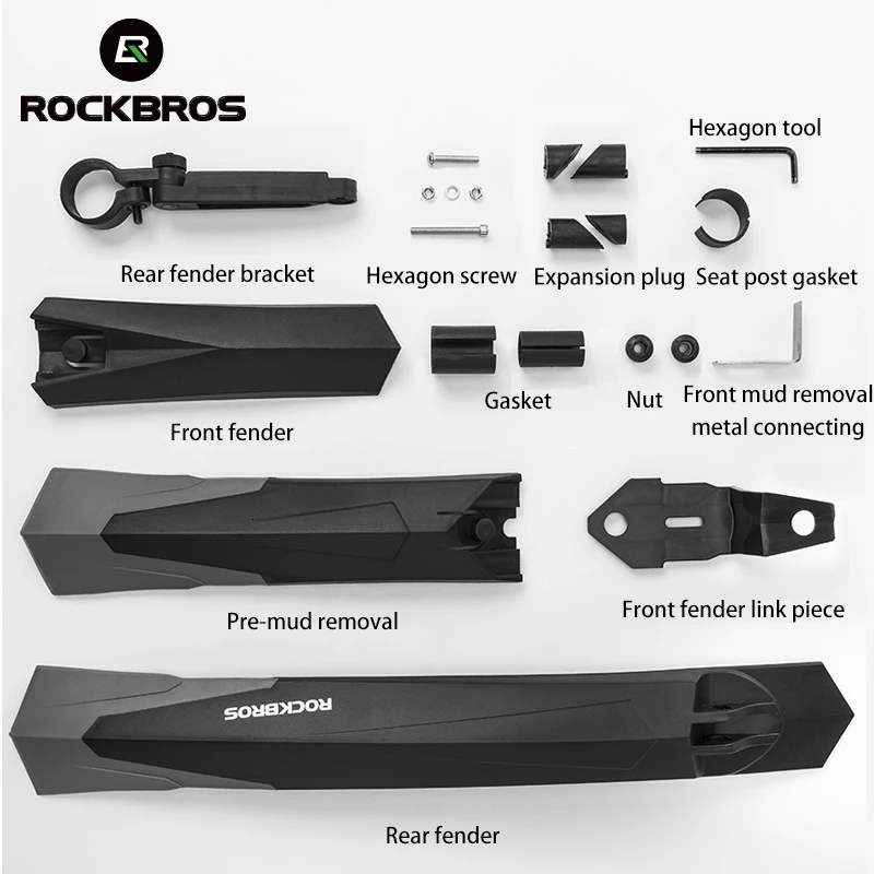ROCKBROS 2 шт. велосипедный брызговик для горного велосипеда передние и задние крылья регулируемые велосипедные Брызговики Аксессуары для велосипеда
