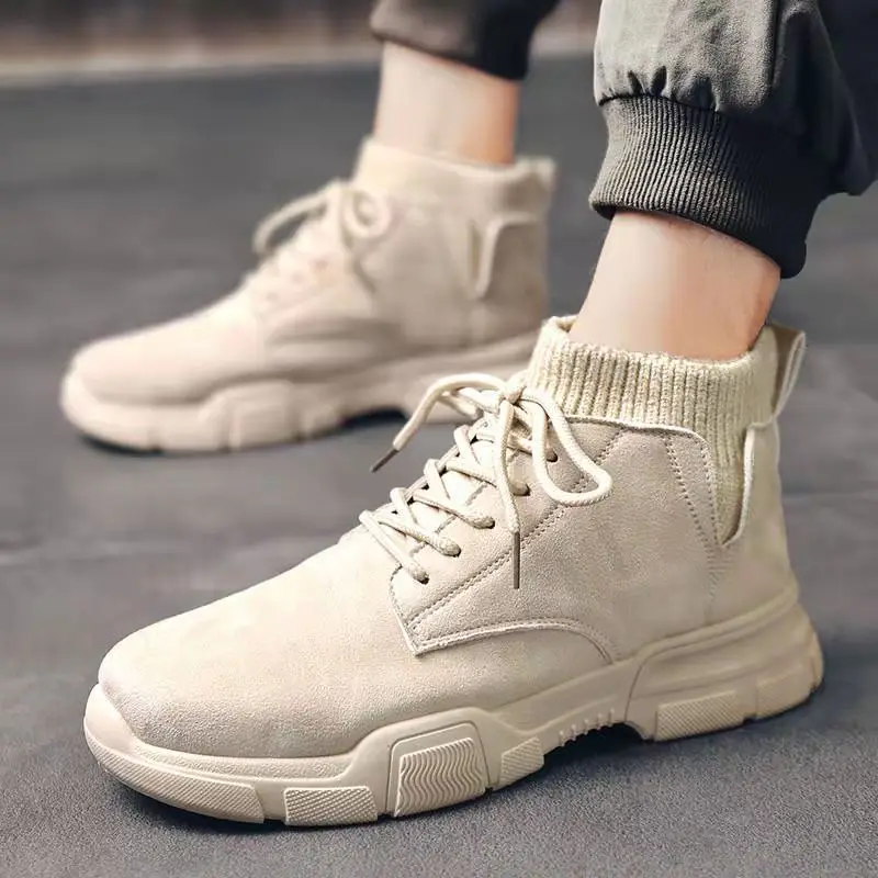 

Martin Boots Men's 2020 Spring New Style Breathable zhong gao bang Boots Men's Anti-slip Foot Sock Casual Work Shoes Men's Boot
