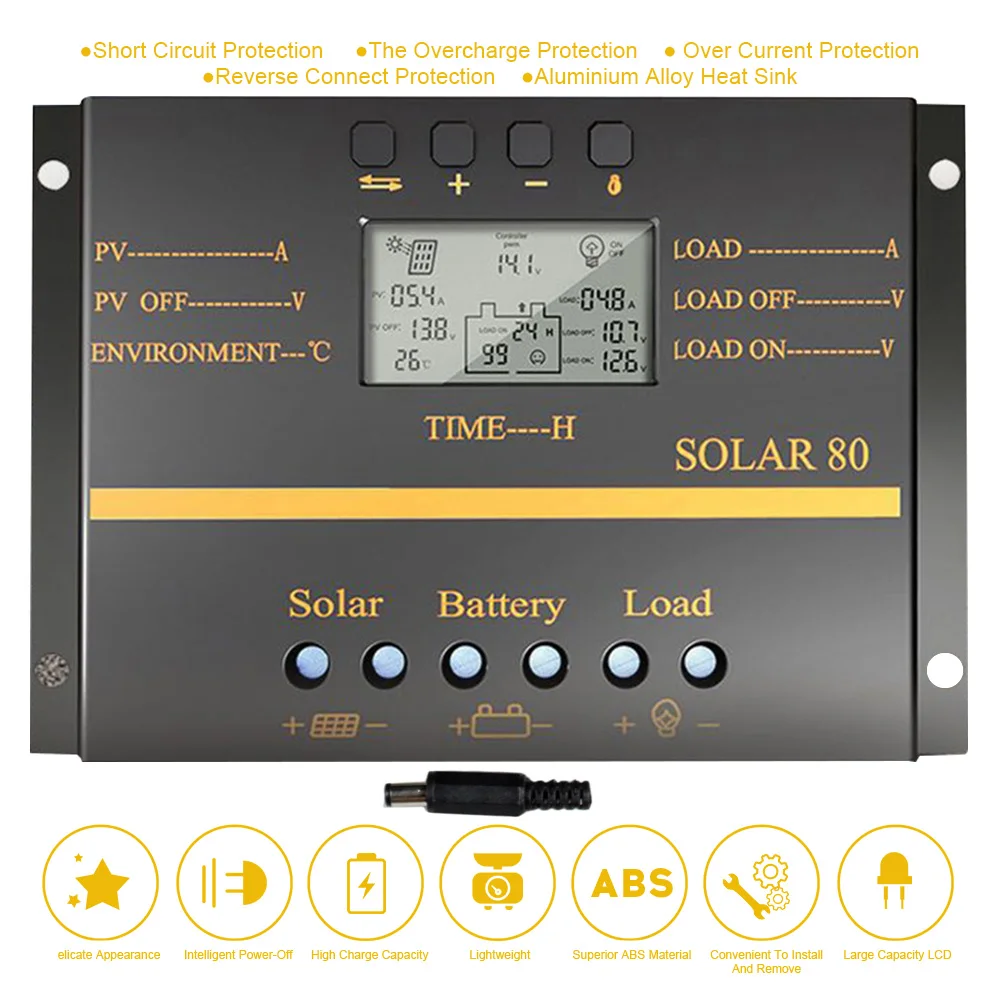 12 В/24 В 60A SOLAR60 мульти-защита Интеллектуальный ЖК-экран Солнечный контроллер заряда защита цепи прочный ABS Чехол