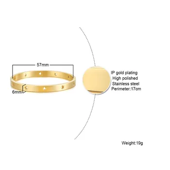

RUIYI GCN14 fashion jewelry for women birthday gift stars bangle 3 color 6mm wide Simple no allergic women open bracelet