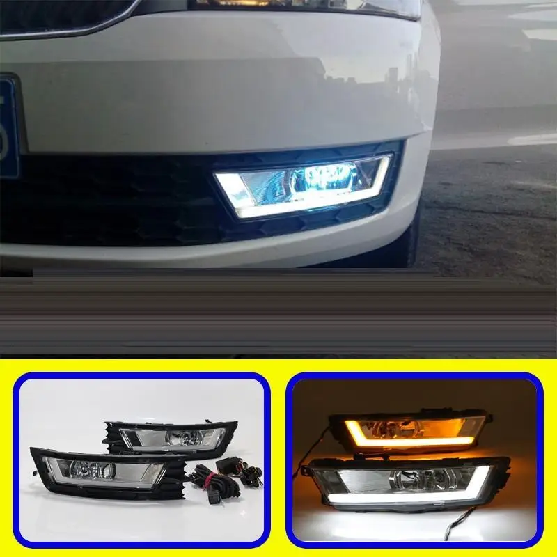 Luces Neblineros Para Авто Стайлинг дневные ходовые светодиодные Drl автомобиля освещение передние противотуманные фары 13 14 15 16 для Skoda Rapid
