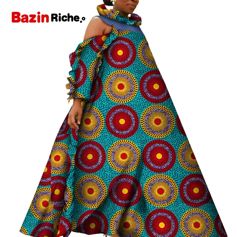 Африканские платья для женщин Bazin Riche африканская одежда Принт Свободные Длинные платья Дашики африканская одежда для женщин Vestidos WY5605