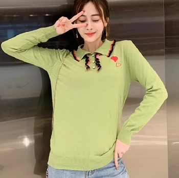 

4xl good quality plus big size latest women spring autumn winter 2020 thin embroidery love sweaters students female A5482