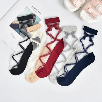 

5 Pairs Fashion Mesh Transparent Socks for Women Comfortable Breathable Thin Fishnet See Through Ankle Sock -MX8