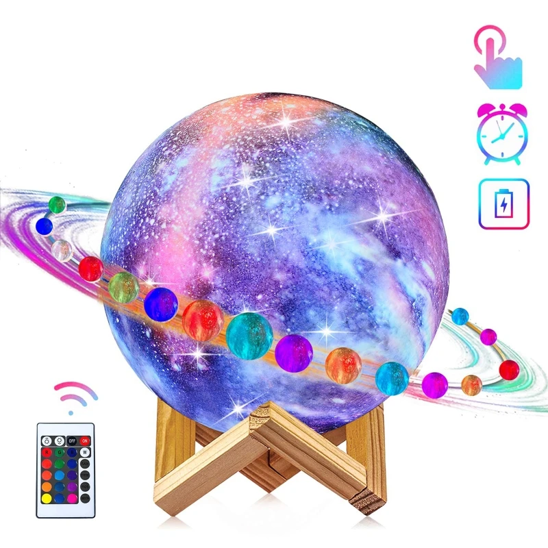 

3D Moon Lamp Kids Night Light Lamp 16 Colors LED Light with Rechargeable Battery Touch & Remote Control as Birthd