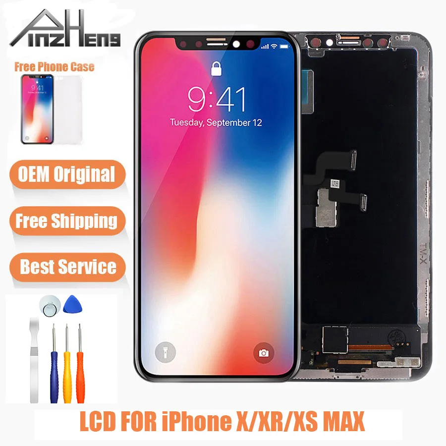 ЖК-дисплей PINZHENG для iPhone X Xs Max XR, ЖК-дисплей для OEM, сенсорный экран, ЖК-дисплей S с дигитайзером, запасные части для сборки