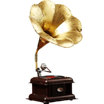 

American Retro Villa Model Room European Decoration Ornament Home Living Room Wine Cabinet Iron Disk Reproducer Model Furnishing