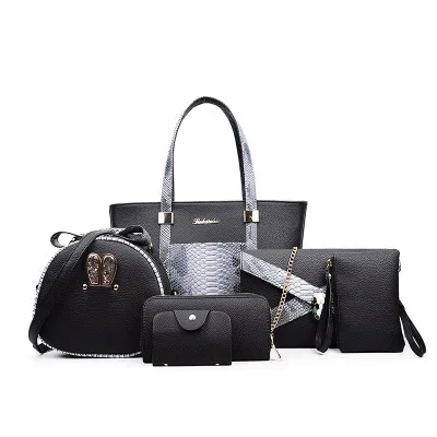 

Bags2019 New Style Different Size Bags Six Pieces Set Europe And America-Style Contrast Color Shoulder Bag/ Hand Bag Women's Lar