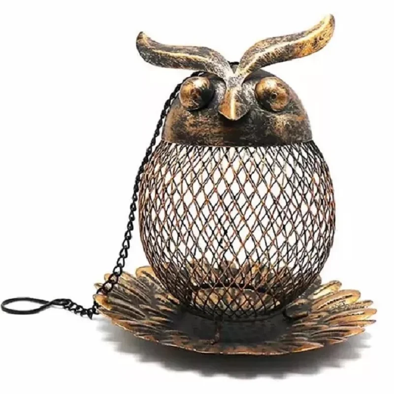 New Outdoor Courtyard Iron Owl Hummingbird Feeder Hummingbird Feeder