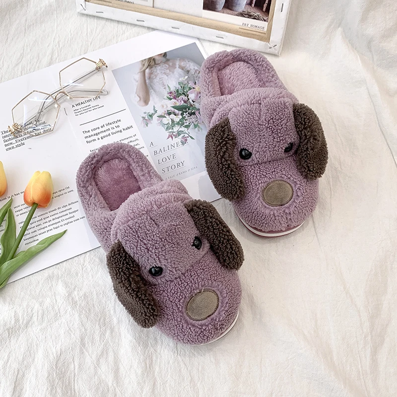 

Women Winter Bedroom Shoes Warm Home Walking Slippers Girls Comfortable Cute Dog Slipper Keep Warm Thermal House Shoes