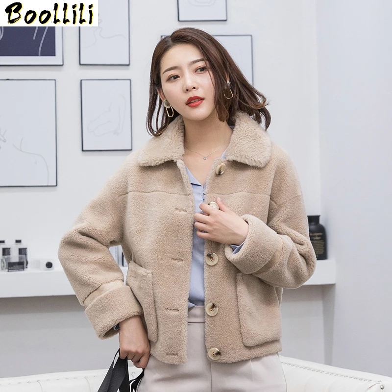 

Boollili Women's Fur Coat Female Sheep Shearling Fur Korean Jacket Autumn Winter Jacket Women Real Wool Coats Abrigo Mujer