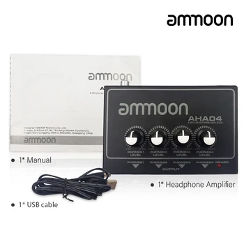 

ammoon AHA04 Portable 4-Way Headphone Amplifier Amp with 1/4 inch & 1/8 inch Inputs Outputs RCA Stereo Input Volume Control