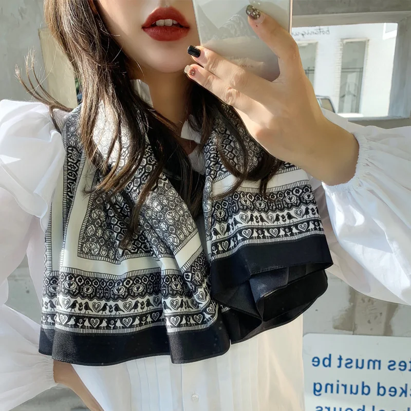

90X90 Large sSquare Scarf Rural Style Spring And Sutumn Simulation Silk Ladies Wild Decorative scarf Women wholesale Hijab Scarf