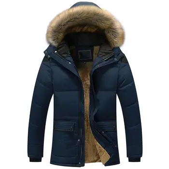 

Warm cotton coats men parkas basic jackets 2020 fashion fur collar hooded windproof winter jacket men coats outwear