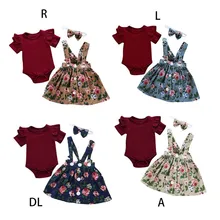 Комплекты одежды для новорожденных девочек; Летние Вечерние наряды принцессы; ремешок комбинезона; платье; повязка на голову; одежда для малышей; Одежда для девочек