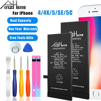 

PINZHENG Real Capacity Phone Battery For iPhone 4 4S 5 SE 5C Replacement Battery 0 Cycle Lithium Bateria With Tools Kit