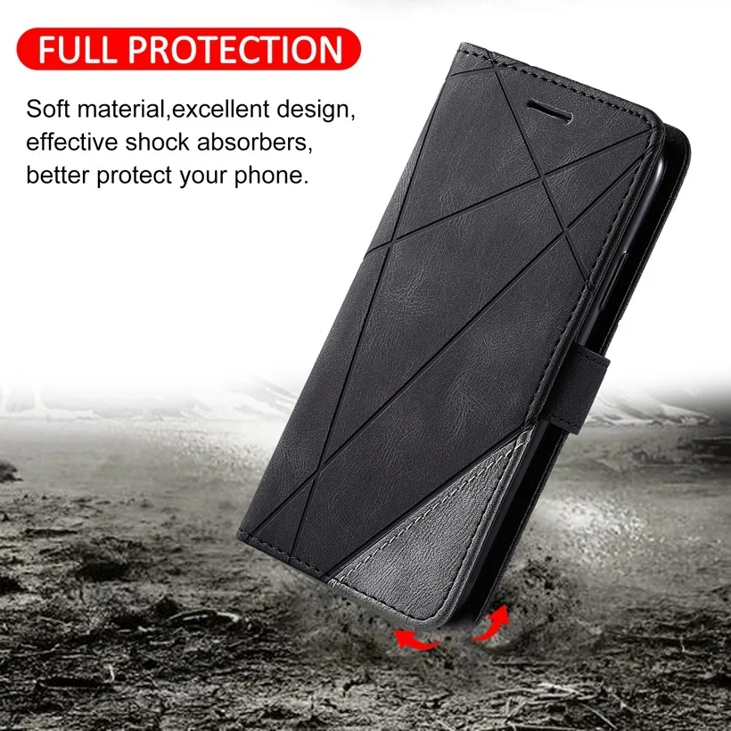 Geometric Leather Flip Case For Xiaomi Mi Redmi Note 7 8 9 10 7A 8A 8T Pro Max Lite A3 9T K20 K30 Wallet Card Holder Slots Cover xiaomi leather case hard