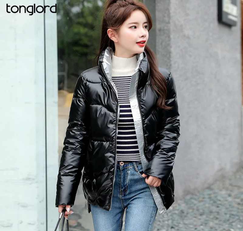 

Tonglord Autumn Winter Down Jacket Short Women's Korean Version of The Cotton Coat Loose Stand Collar Non-stretch Cotton Jacket