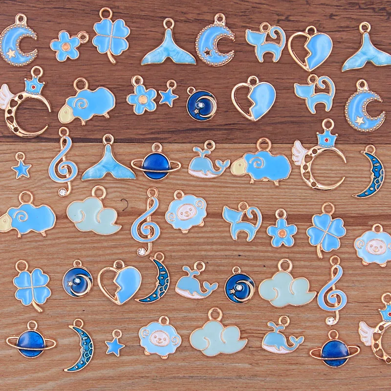 Random 20-100 Styles Mix Size 5 Color Alloy Metal KC Gold Drop Oil Charms Pendant For DIY Bracelet Necklace Jewelry Making Jewelry Charms Metal Charm Alloy Pendant Fashion Jewelry Accessories 30Pcs