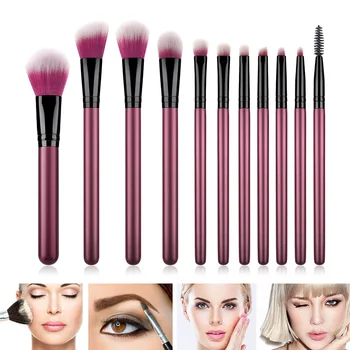

2019 11Pcs/set Makeup Brush Set Premium Professional Foundation Powder Blending Concealer Eyeshadow Brush Kit Fuchsia