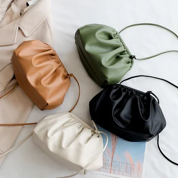 

Women 2020 Fashion Designer Dumplings Bags Messenger Bag Quality Luxury Handbags Mini Solid Color PU Leather Crossbody Bags