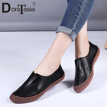 DORATASIA/Большие размеры 45; новые Брендовые женские водонепроницаемые мокасины; Женские однотонные туфли из натуральной кожи на плоской подошве; женская летняя обувь с перфорацией и вышивкой