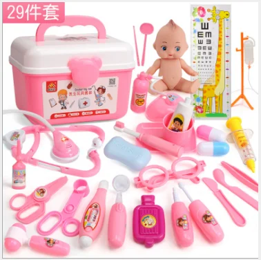 

21-39PCS Kids Pretend Play Toys Doctor Set Simulation Medical Kit With Portable Suitcase Girls Role Play Toys Dentist Tool