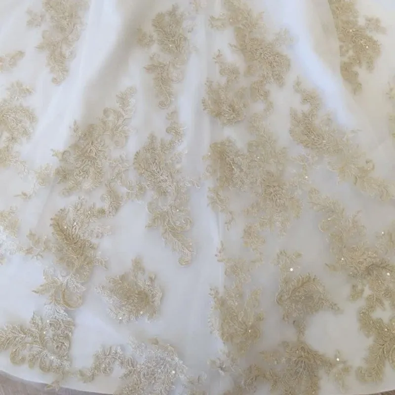 Vestidos de noiva com Настоящее фото роскошные золотые кружевные аппликации Vestido de Casamento Trouwjurk платья для матери невесты